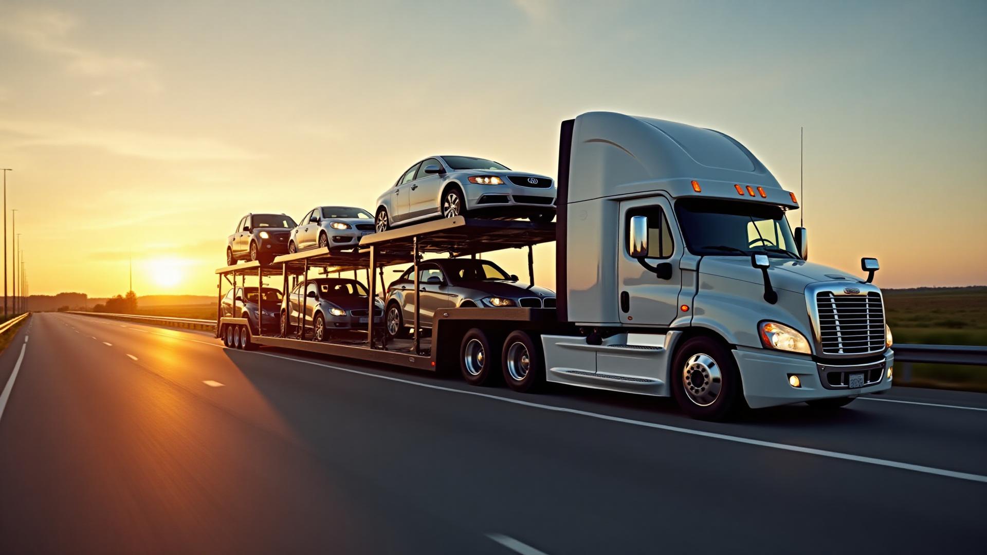 Auto transport truck carrying vehicles